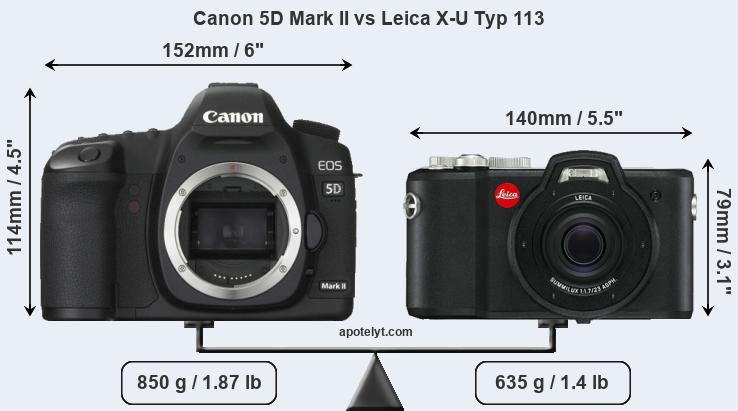 Size Canon 5D Mark II vs Leica X-U Typ 113
