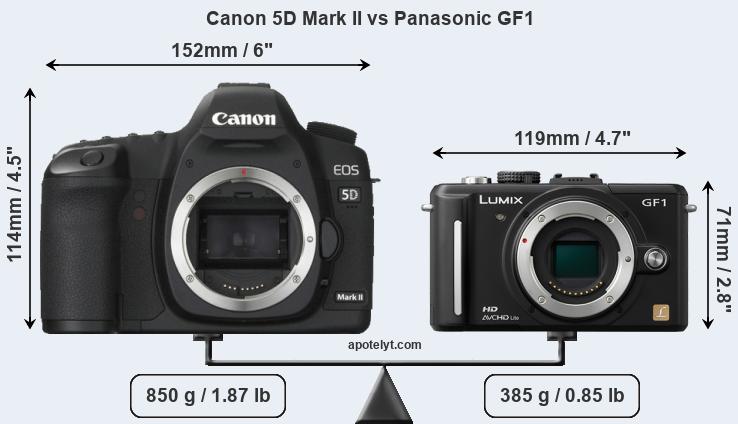 Size Canon 5D Mark II vs Panasonic GF1
