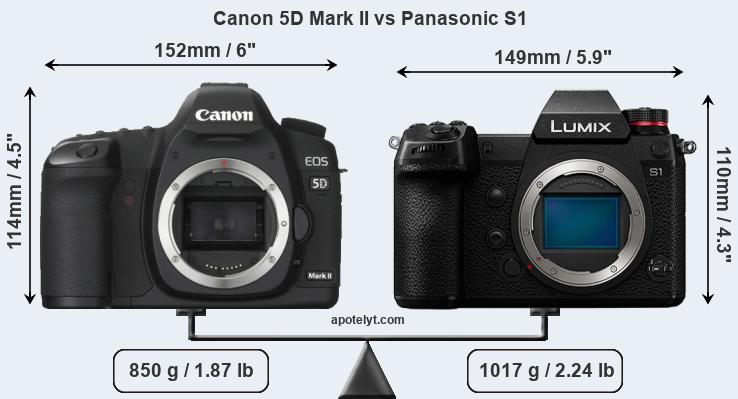 Size Canon 5D Mark II vs Panasonic S1