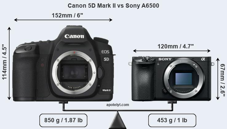 Size Canon 5D Mark II vs Sony A6500