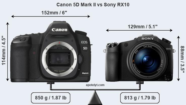 Size Canon 5D Mark II vs Sony RX10