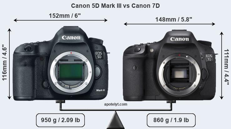 Size Canon 5D Mark III vs Canon 7D