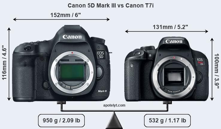 Size Canon 5D Mark III vs Canon T7i