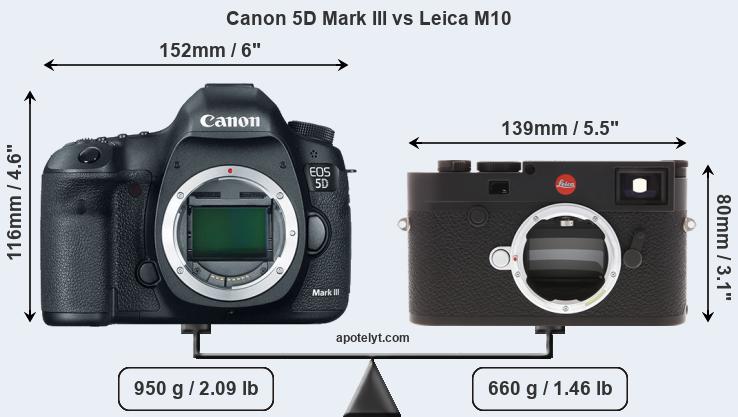 Size Canon 5D Mark III vs Leica M10