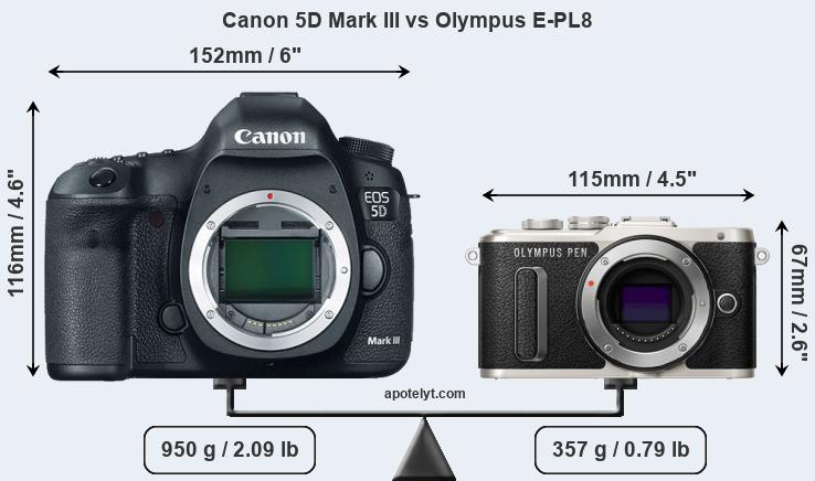 Size Canon 5D Mark III vs Olympus E-PL8