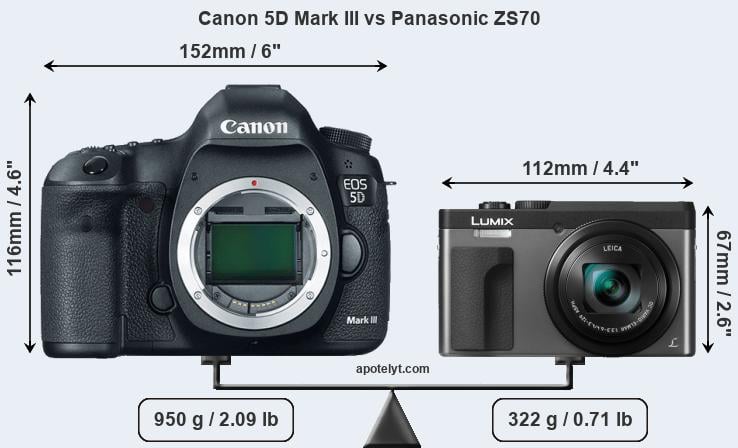 Size Canon 5D Mark III vs Panasonic ZS70
