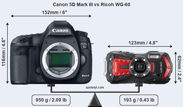 Size Canon 5D Mark III vs Ricoh WG-60