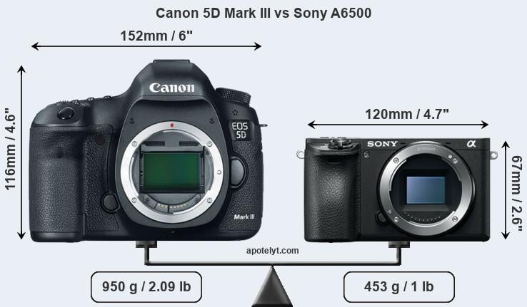 Size Canon 5D Mark III vs Sony A6500