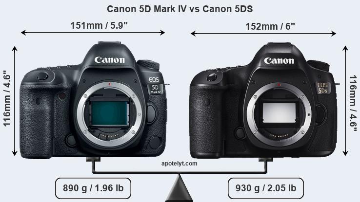 Size Canon 5D Mark IV vs Canon 5DS
