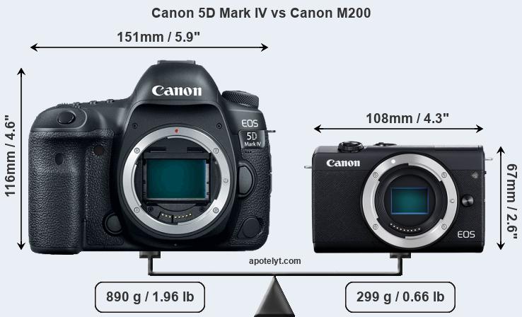 Size Canon 5D Mark IV vs Canon M200