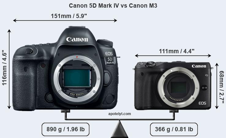 Size Canon 5D Mark IV vs Canon M3