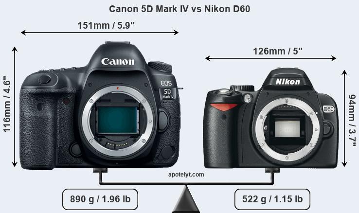 Size Canon 5D Mark IV vs Nikon D60