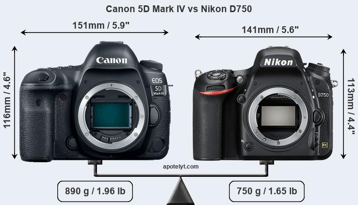 Size Canon 5D Mark IV vs Nikon D750