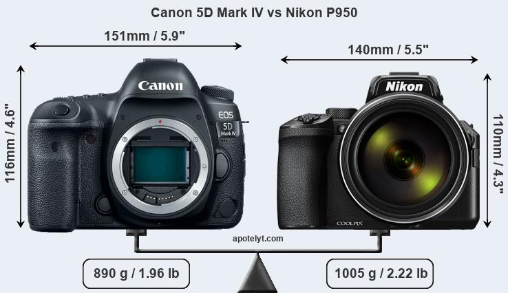 Size Canon 5D Mark IV vs Nikon P950