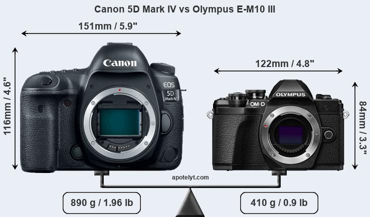 Size Canon 5D Mark IV vs Olympus E-M10 III
