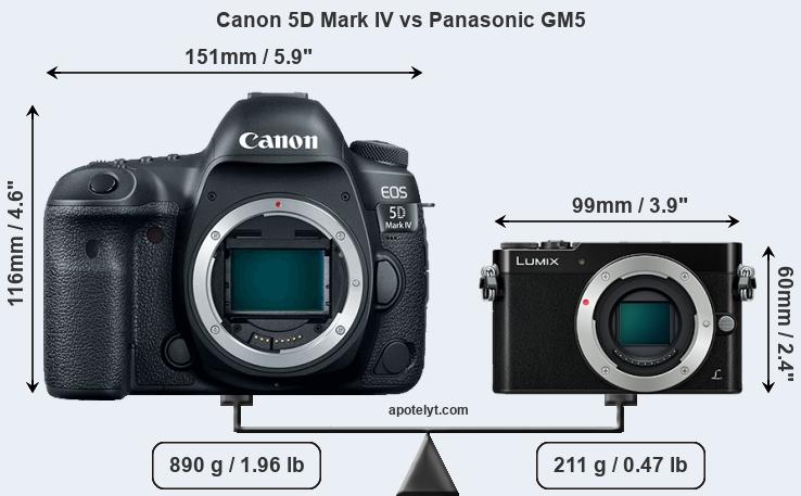 Size Canon 5D Mark IV vs Panasonic GM5