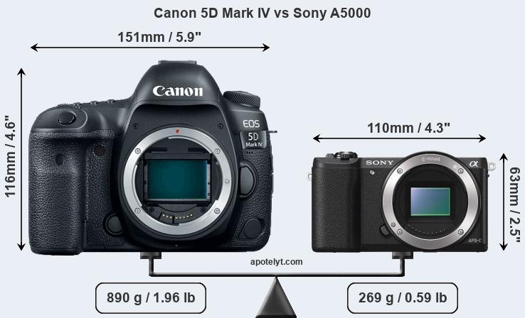 Size Canon 5D Mark IV vs Sony A5000