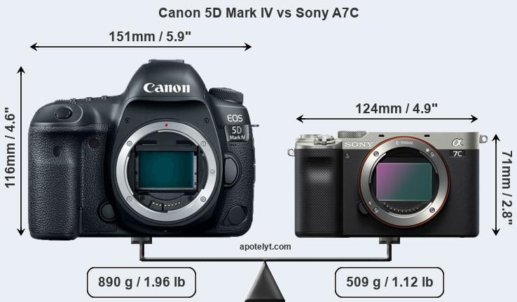 Size Canon 5D Mark IV vs Sony A7C