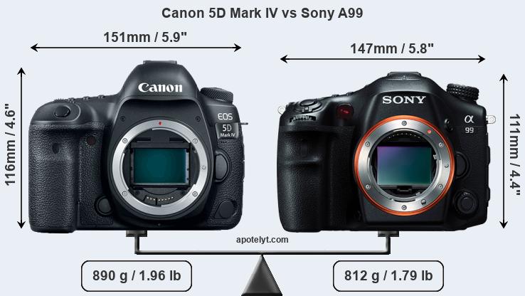 Size Canon 5D Mark IV vs Sony A99