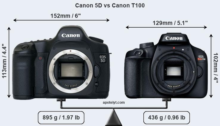 Size Canon 5D vs Canon T100
