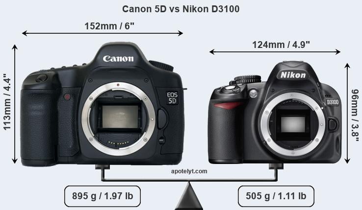 Size Canon 5D vs Nikon D3100