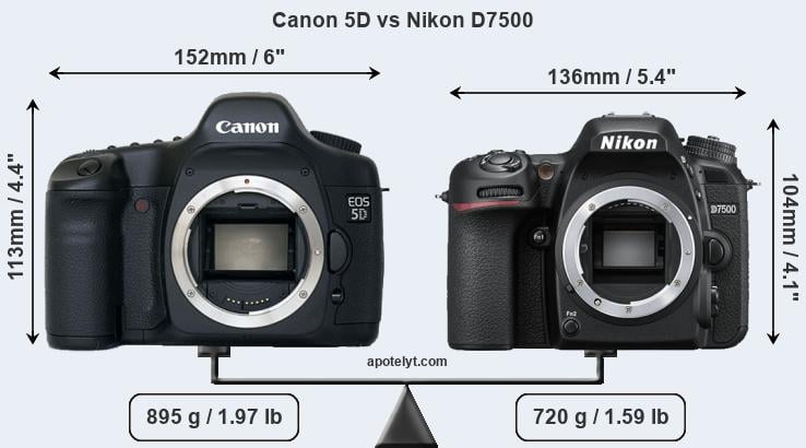 Size Canon 5D vs Nikon D7500