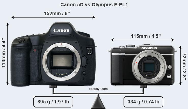 Size Canon 5D vs Olympus E-PL1