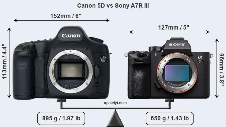 Size Canon 5D vs Sony A7R III