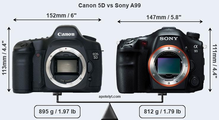 Size Canon 5D vs Sony A99