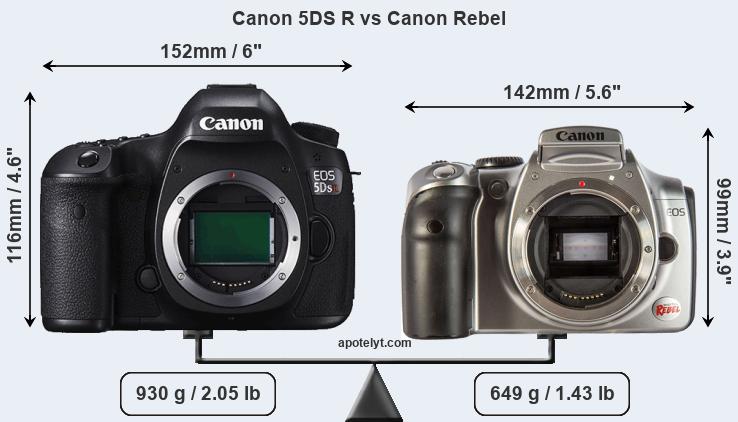 Size Canon 5DS R vs Canon Rebel