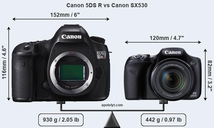 Size Canon 5DS R vs Canon SX530