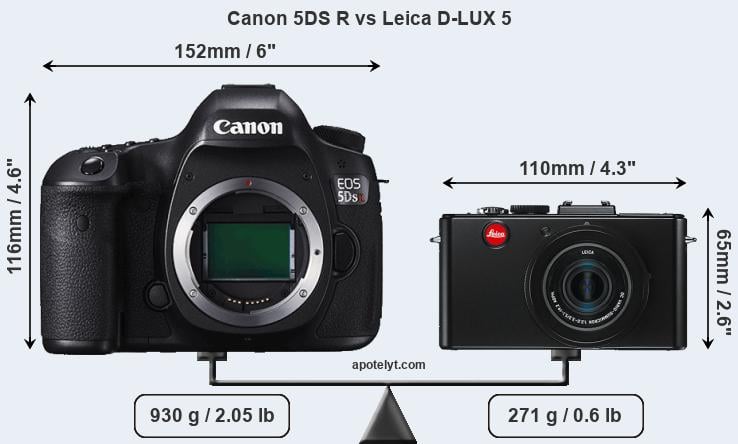 Size Canon 5DS R vs Leica D-LUX 5
