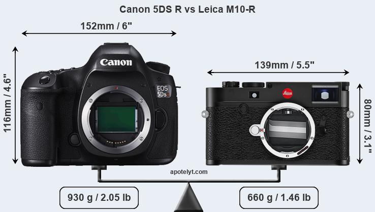 Size Canon 5DS R vs Leica M10-R