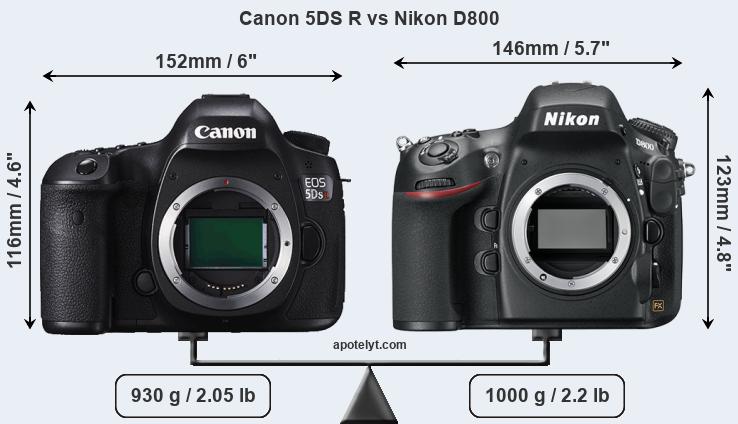 Size Canon 5DS R vs Nikon D800