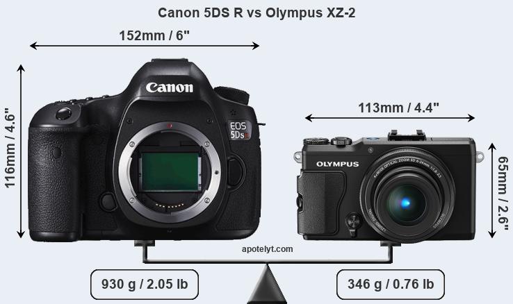 Size Canon 5DS R vs Olympus XZ-2