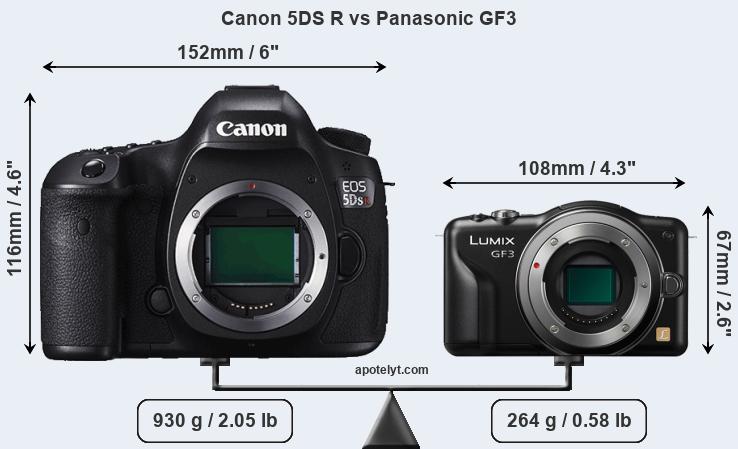 Size Canon 5DS R vs Panasonic GF3