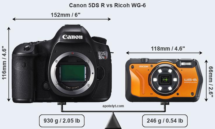 Size Canon 5DS R vs Ricoh WG-6
