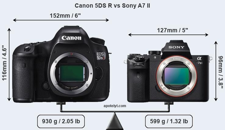 Size Canon 5DS R vs Sony A7 II