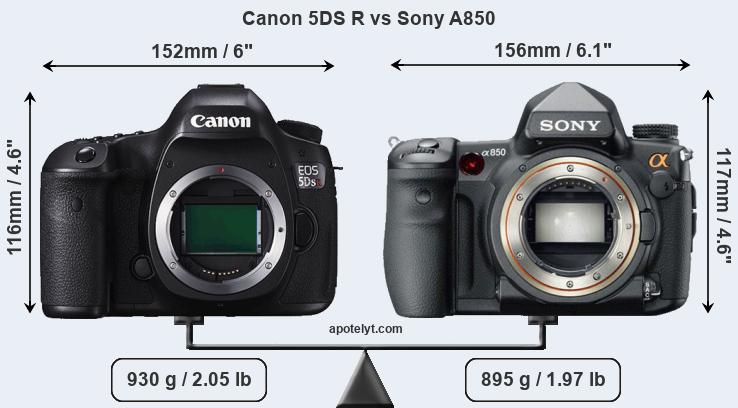Size Canon 5DS R vs Sony A850