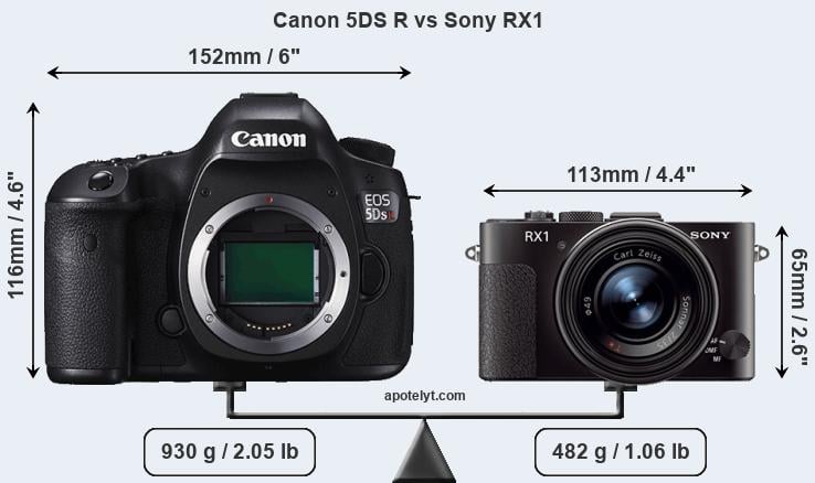 Size Canon 5DS R vs Sony RX1