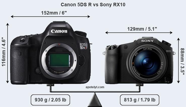 Size Canon 5DS R vs Sony RX10