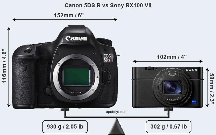 Size Canon 5DS R vs Sony RX100 VII