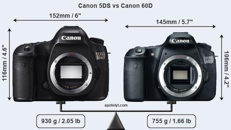 Size Canon 5DS vs Canon 60D