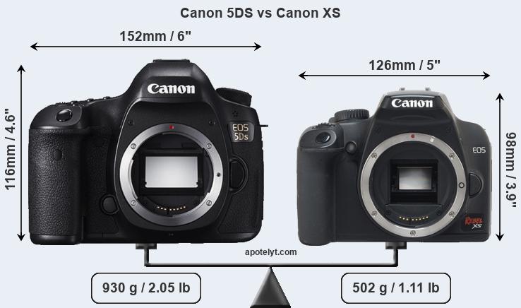 Size Canon 5DS vs Canon XS