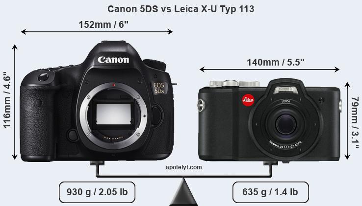 Size Canon 5DS vs Leica X-U Typ 113