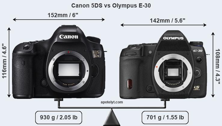 Size Canon 5DS vs Olympus E-30