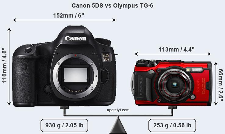 Size Canon 5DS vs Olympus TG-6