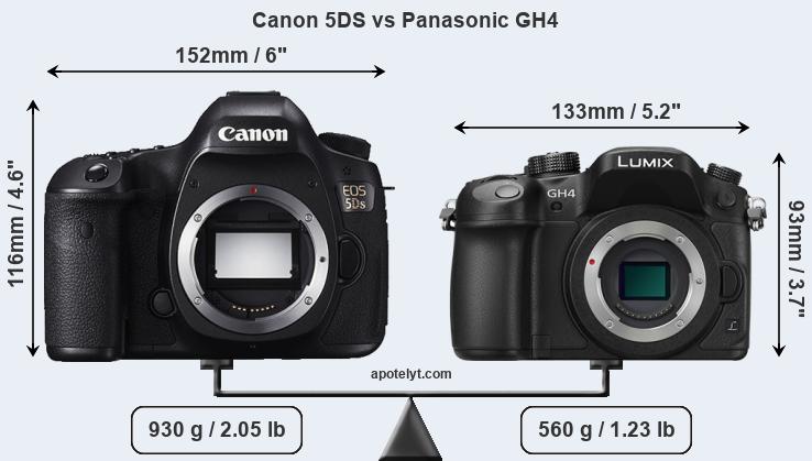 Size Canon 5DS vs Panasonic GH4