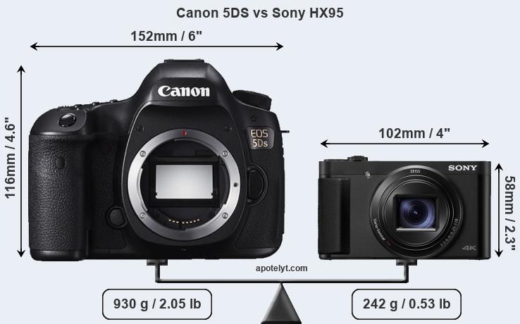 Size Canon 5DS vs Sony HX95