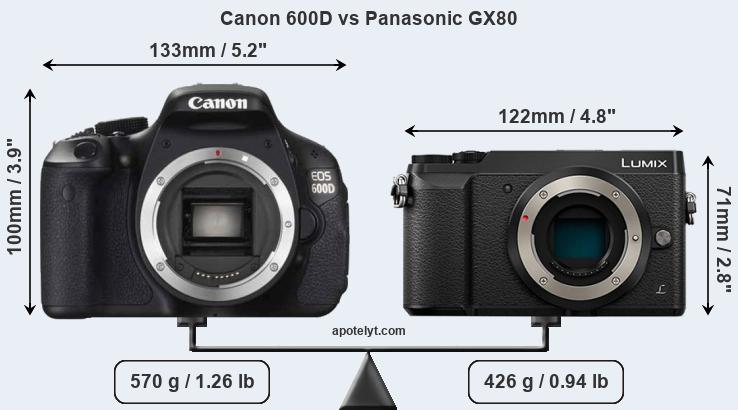 Size Canon 600D vs Panasonic GX80